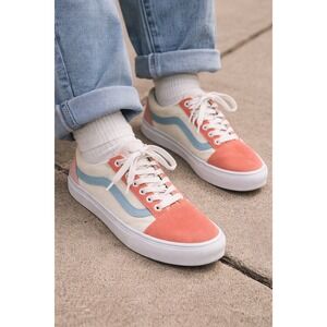 Vans Old Skool Pastel Colorblock Sneaker Coral Cream Womens 8.5 granola skater